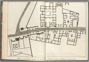 Large plan of the entrance of the town of Pompeii, and its surrounding buildings, from "Antiquités de Pompeïa, tome premier, Antiquités de la Grande Grèce..." (Antiquities of Pompeii, volume one, Antiquities of Great Greece...), volume 1, plate 2