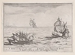 L'Attaque (The Attack), from Les Combats de Quatre Galères (The Battles of Four Galleys) by Jacques Callot