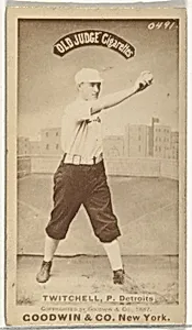 Lawrence Grant "Larry" Twitchell, Pitcher, Detroit Wolverines, from the Old Judge series (N172) for Old Judge Cigarettes by Goodwin & Company