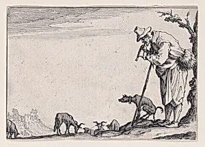 Le Berger Jouant de la Flute (The Shepherd Playing the Flute), from Les Caprices Series A, The Florence Set by Jacques Callot|Lorenzo de' Medici