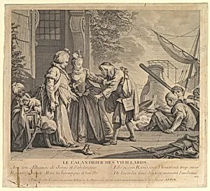 Le Calandrier des Vieillards (The Calendar of Old Men, from Suite d'Estampes Nouvelles pour les Contes de la Fontaine (Series of New Prints for the Tales of La Fontaine) by Nicolas de Larmessin III|François Boucher