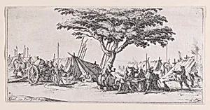 Le Campement (The Camp), from Les Petites Misères de la Guerre (The Little Miseries of War), plate 1 by Jacques Callot|Israël Henriet