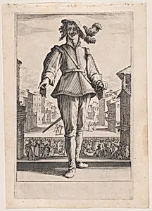 Le Captain ou L'Amoureux, from Les Trois Pantalons pièces appélees Les Trois Acteurs (The Three Pants also called the Three Actors) by Jacques Callot