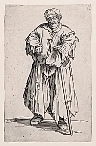 Le Mendiant Obèse aux Yeux Baissés (The Obese Beggar with Lowered Eyes), from Les Gueux suite appelée aussi Les Mendiants, Les Baroni, ou Les Barons (The Beggars, also called the Barons) by Jacques Callot
