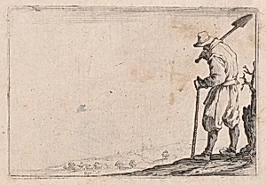 Le Paysan Portant sa Pelle sur L'Épaule (The Peasant Carrying his Shovel Over his Shoulder), from Les Caprices Series B, The Nancy Set by Jacques Callot|Lorenzo de' Medici