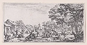 Le Revanche des Paysans (The Revenge of the Peasants), from Les Petites Misères de la Guerre (The Little Miseries of War), plate 5 by Jacques Callot|Israël Henriet