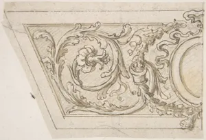 Left Side of a Panel Decorated with Acanthus Scrolls and an Oval Medallion