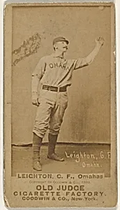 Leighton, Center Field, Omaha Omahogs/ Lambs, from the Old Judge series (N172) for Old Judge Cigarettes by Goodwin & Company