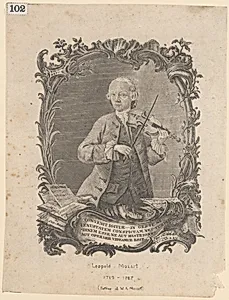Leopold Mozart playing the violin by J. A. Friedrich|M. G. Eichler