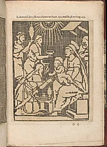 Les Secondes Oeuvres, et Subtiles Inventions De Lingerie du Seigneur Federic de Vinciolo Venitien, page 14 (recto) by Federico de Vinciolo|Jean Le Clerc|Catherine de Bourbon