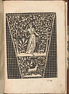 Les Secondes Oeuvres, et Subtiles Inventions De Lingerie du Seigneur Federic de Vinciolo Venitien, page 44 (recto) by Federico de Vinciolo|Jean Le Clerc|Catherine de Bourbon