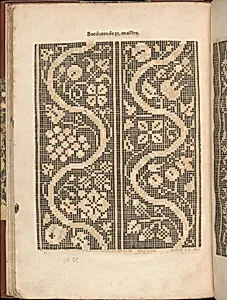Les Secondes Oeuvres, et Subtiles Inventions De Lingerie du Seigneur Federic de Vinciolo Venitien, page 51 (verso) by Federico de Vinciolo|Jean Le Clerc|Catherine de Bourbon
