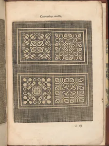 Les Secondes Oeuvres, et Subtiles Inventions De Lingerie du Seigneur Federic de Vinciolo Venitien, page 55 (recto)