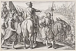 Les Troupes en Marche (The Marching Troops), from La Vie de Ferdinand Ier de Médicis série appelée aussi Les Batailles des Médicis (The Life of Ferdinand I de'Medici also called The Medici Battles) by Jacques Callot|Matteo Rosselli