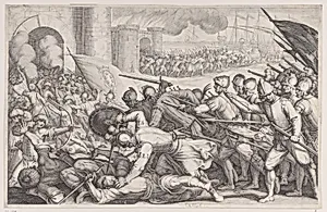 Les Troupes Forcent la Porte d'une Ville (The Troops Force Their Way Through the Gate of a City), from La Vie de Ferdinand Ier de Médicis série appelée aussi Les Batailles des Médicis (The Life of Ferdinand I de'Medici also called The Medici Battles) by Jacques Callot|Matteo Rosselli