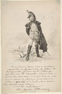 Letter to Samuel P. Avery with a drawing of a military figure