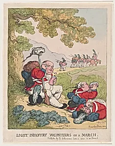 Ligit Infantry Volunteers on a March by Rudolph Ackermann, London|Thomas Rowlandson