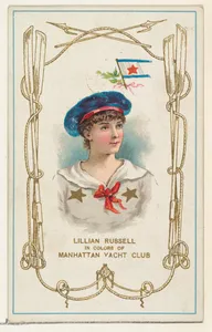 Lillian Russell in Colors of Manhattan Yacht Club, from the Yacht Colors of the World series (N140) issued by Duke Sons & Co. to promote Honest Long Cut Tobacco