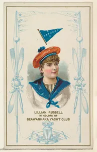 Lillian Russell in Colors of Seawanhaka Yacht Club, from the Yacht Colors of the World series (N140) issued by Duke Sons & Co. to promote Honest Long Cut Tobacco