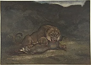 Lion Devouring Prey