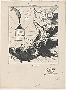 Look out for the light!, from 'News of the day,' published in Le Charivari, April 5, 1870 by Arnaud de Vresse|Honoré Daumier|Walter Frères