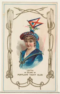 Lotta in Colors of Portland Yacht Club, from the Yacht Colors of the World series (N140) issued by Duke Sons & Co. to promote Honest Long Cut Tobacco