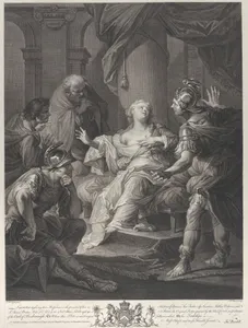 Lucretia deploring her misfortune to her husband Collatinus, her father, Publius Valerius, and Junius Brutus