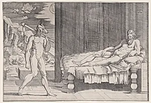 Lycaon Transformed into a Wolf by Agostino Veneziano (Agostino dei Musi)|Raphael (Raffaello Sanzio or Santi)