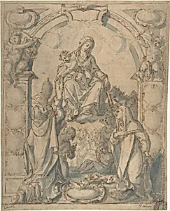 Madonna and Child Adored by Two Saints