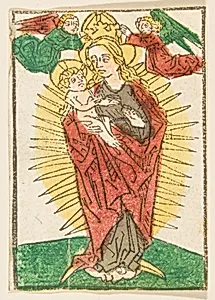 Madonna in Glory Crowned by Angels (Schr. 1113) by Anonymous, German, 15th century