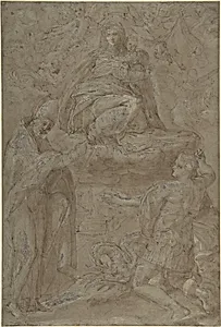 Madonna in Glory with Two Saints by Anonymous, Italian, late 16th century