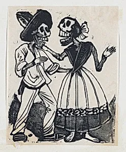 Male and female skeleton talking (vignette for the feast of the dead) by Jean Charlot|José Guadalupe Posada