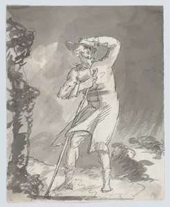 Male Traveler in a Storm (recto); Anatomical Studies of a Foot (verso)