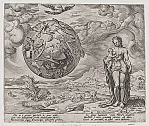 Man Born to Toil, from The Reward of Labour and Diligence, plate 1 by Philips Galle|Maarten van Heemskerck