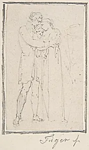 Man Embracing Woman with Child in Her Arms
