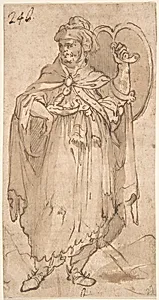 Man in Turkish Costume Holding a Shield