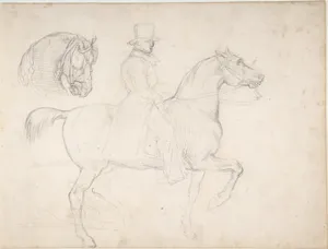 Man on Horseback, and Study of Horse's Head