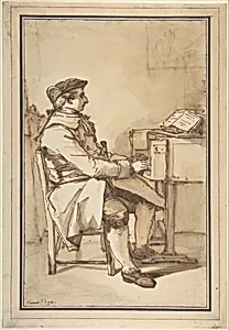 Man Seated at a Keyboard Instrument