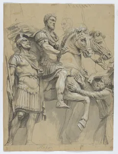 Marcus Aurelius on Horseback (recto); Study of an Antique Vase (verso)