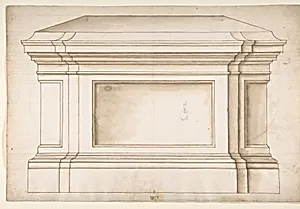 Marcus Aurelius Statue, pedestal, elevation (recto) Marcus Aurelius Statue, pedestal, plan (verso) by Anonymous, French, 16th century