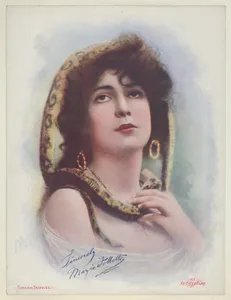 Marie Follette as an Egyptian, from the Actresses series (T1), distributed by the American Tobacco Co. to promote Turkish Trophies Cigarettes