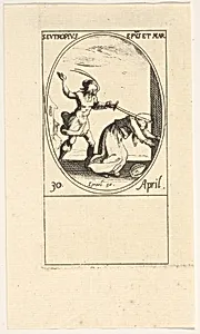 Martyrdom of Saint Eutropius, an oval composition, from the series 'Les images de tous les saints et saintes de l'année' (Images of all the saints of the year) by Jacques Callot|Israël Henriet