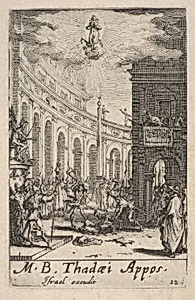 Martyrdom of Saint Thaddeus, from the series 'The little apostles' (Les petits apôtres) by Jacques Callot|Israël Henriet