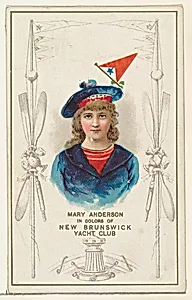 Mary Anderson in Colors of New Brunswick Yacht Club, from the Yacht Colors of the World series (N140) issued by Duke Sons & Co. to promote Honest Long Cut Tobacco by W. Duke, Sons & Co.