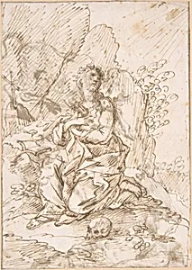 Mary Magdalen in the Wilderness by Anonymous, Italian, Roman-Bolognese, 17th century