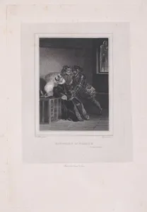 Mary, Queen of Scots being urged by Sir Robert Melville to abdicate (from "Oeuvres de Walter Scott: Histoire d'Écosse," series one, volume 26, chapter 29)