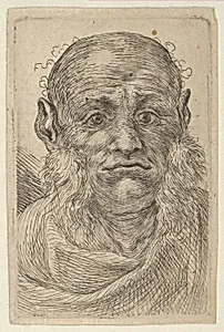 Mask of a Bald Man with Tufty Sideburns, from Divers Masques by François Chauveau|Jacques Van Merlen