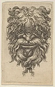 Mask with Curly Hair, a Long Mustache and a Loosely Twisted Beard, from Divers Masques by François Chauveau|Jacques Van Merlen