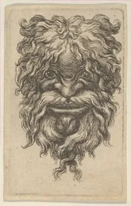 Mask with Curly Hair, a Long Mustache and a Loosely Twisted Beard, from Divers Masques