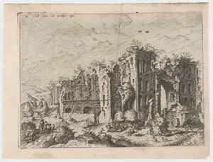 Massive Ruins with Many Figures in the Foreground, from "Roman Ruins and Buildings"